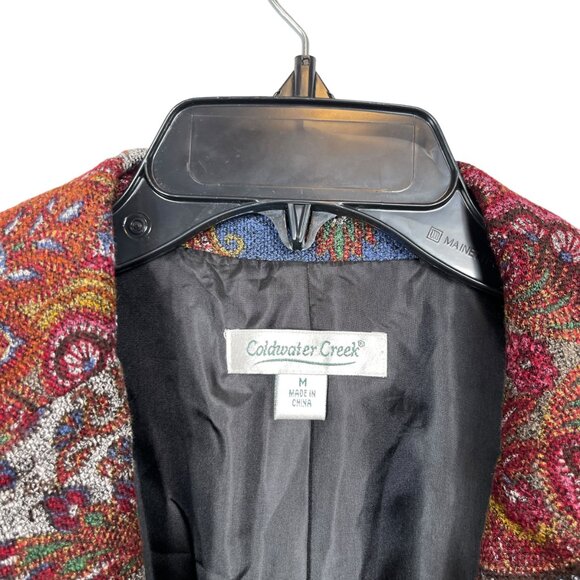 Coldwater Creek Blazer Womens Medium Red Paisley Colorful Boho Workwear Career - Picture 3 of 12